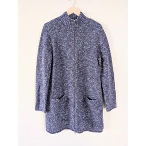 J.Jill Wool Alpaca‎ Blend Full Zip Long Cardigan Purple Marled L Lagenlook Boho